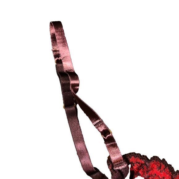 Natori Lace Mesh Maroon Red Sheer Balconette Bra 34B - Picture 3 of 5